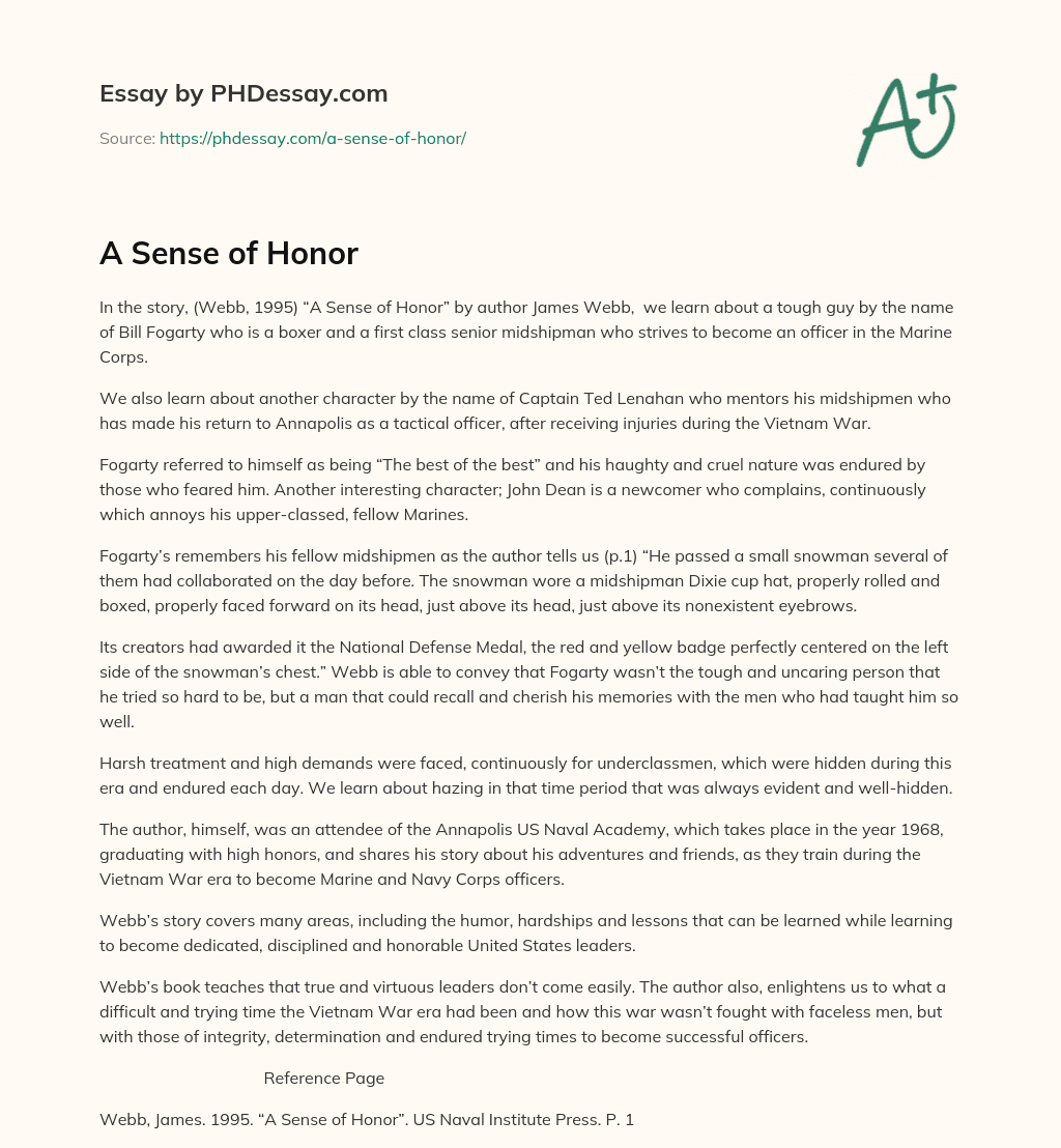 A Sense of Honor essay