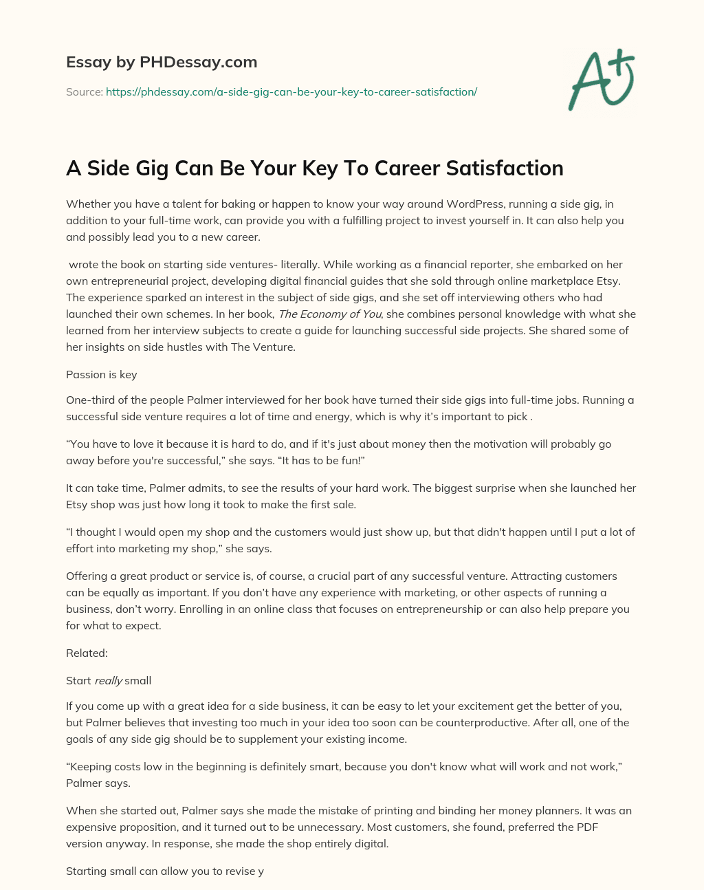 A Side Gig Can Be Your Key To Career Satisfaction essay