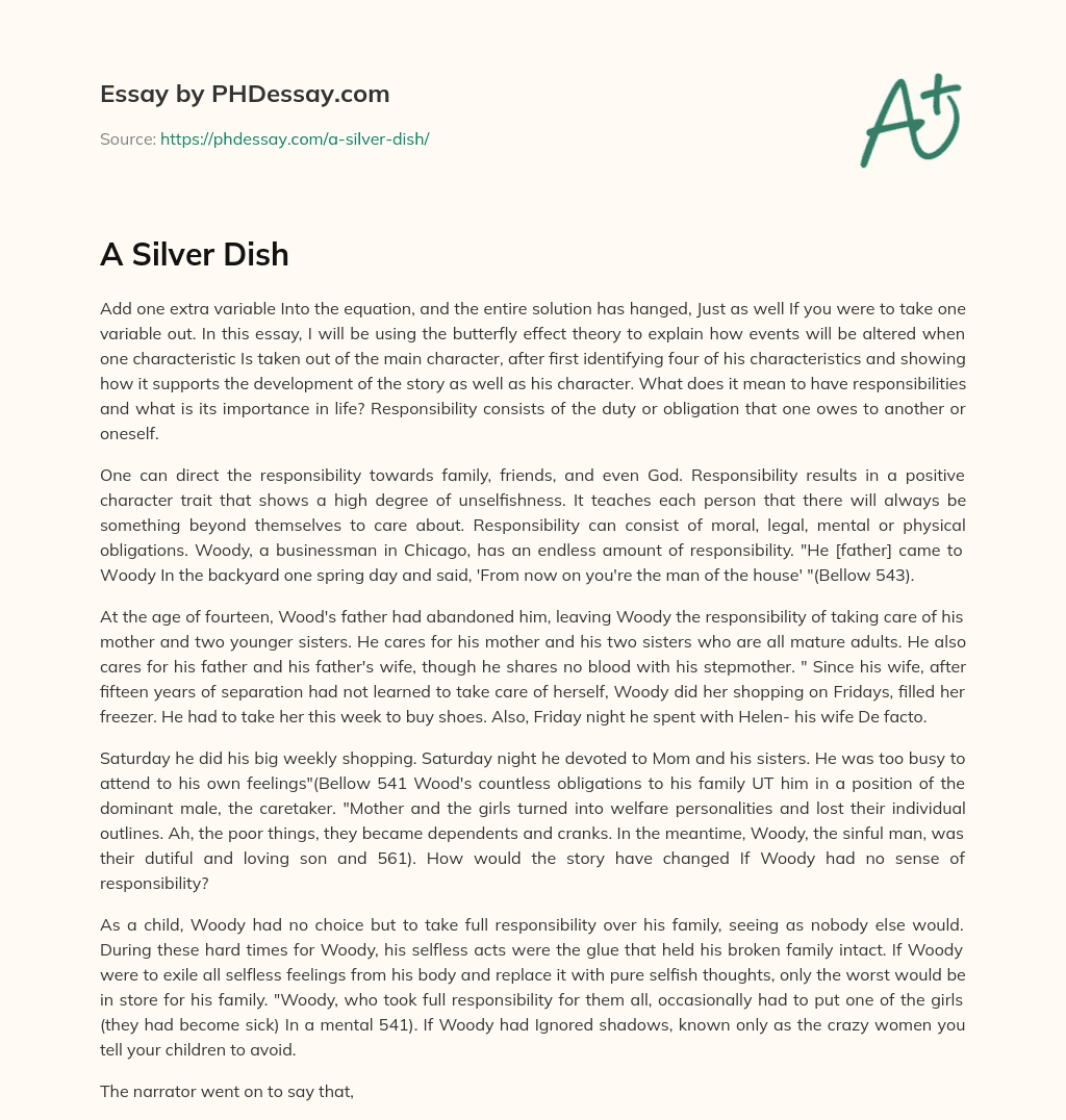 A Silver Dish essay