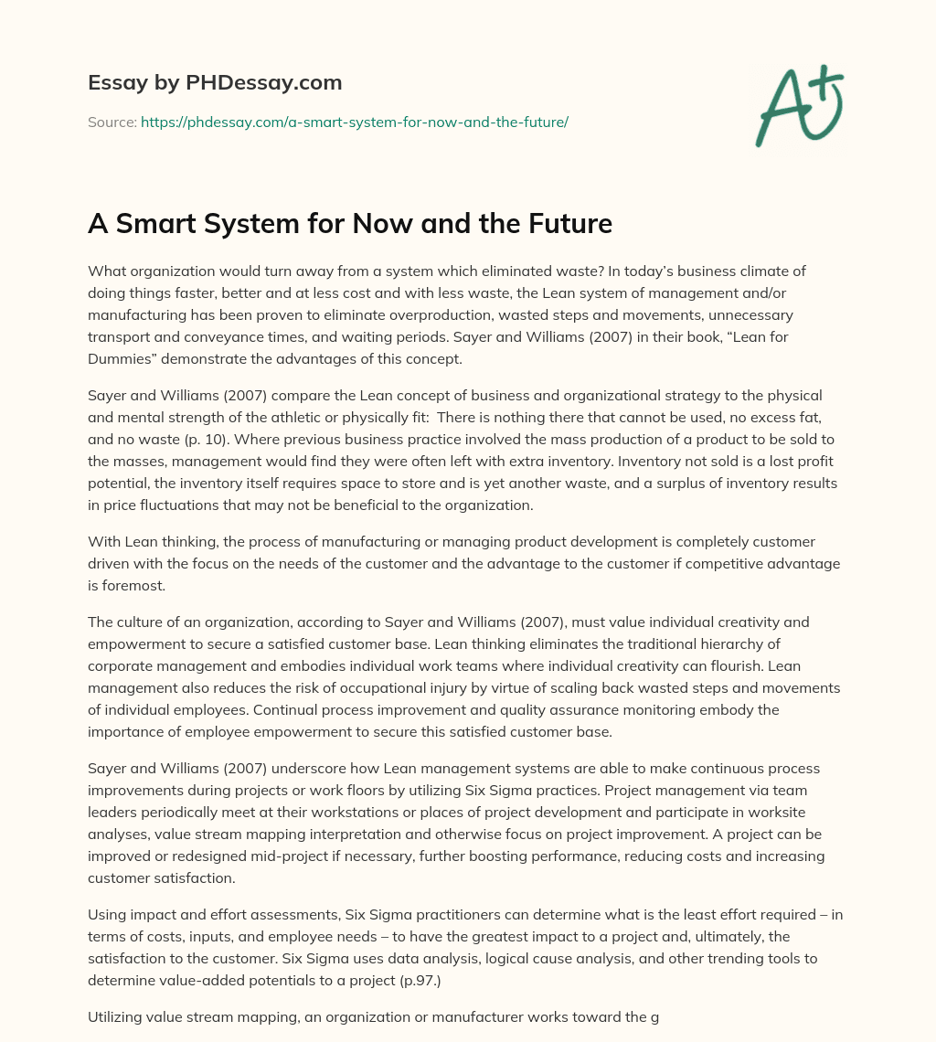 A Smart System for Now and the Future essay