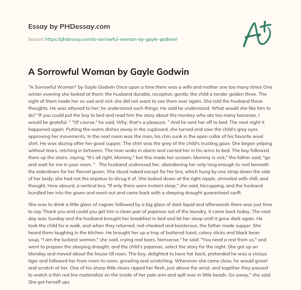 A Sorrowful Woman by Gayle Godwin essay
