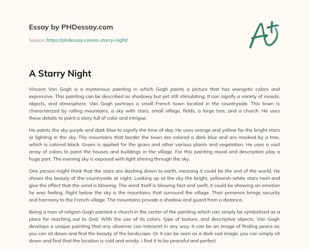 free essay starry night