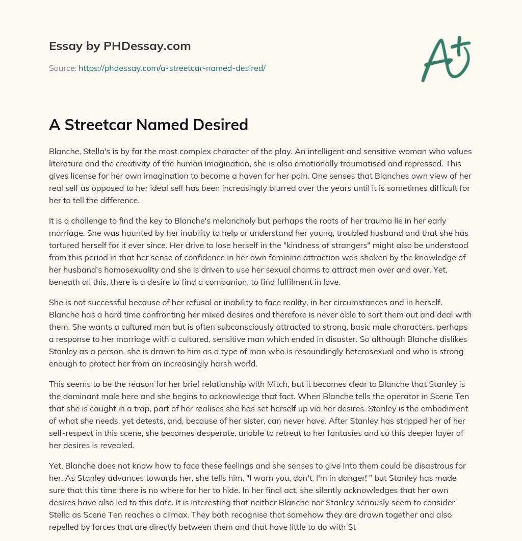 A Streetcar Named Desired essay