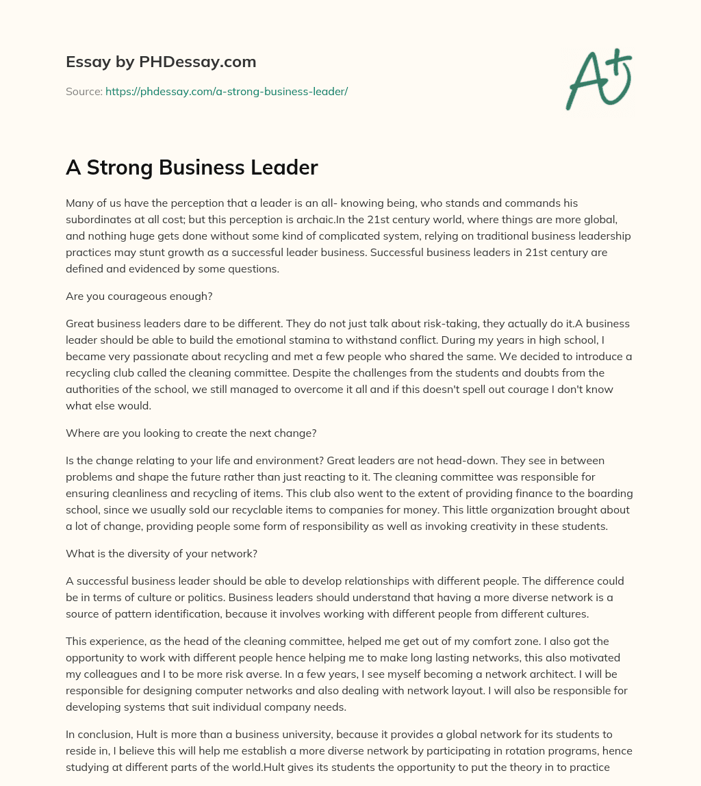 essay on a strong leader
