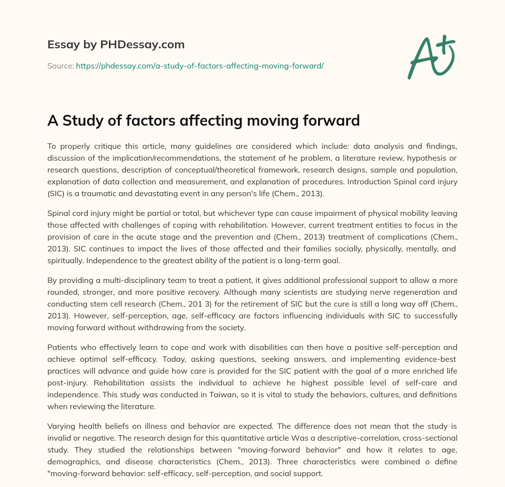 A Study of factors affecting moving forward essay