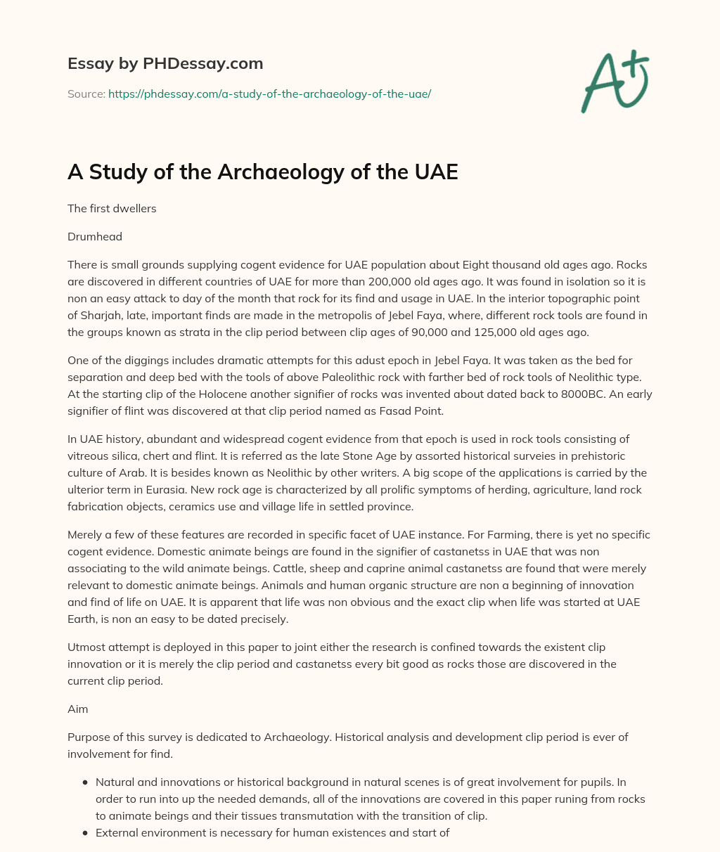 A Study of the Archaeology of the UAE essay