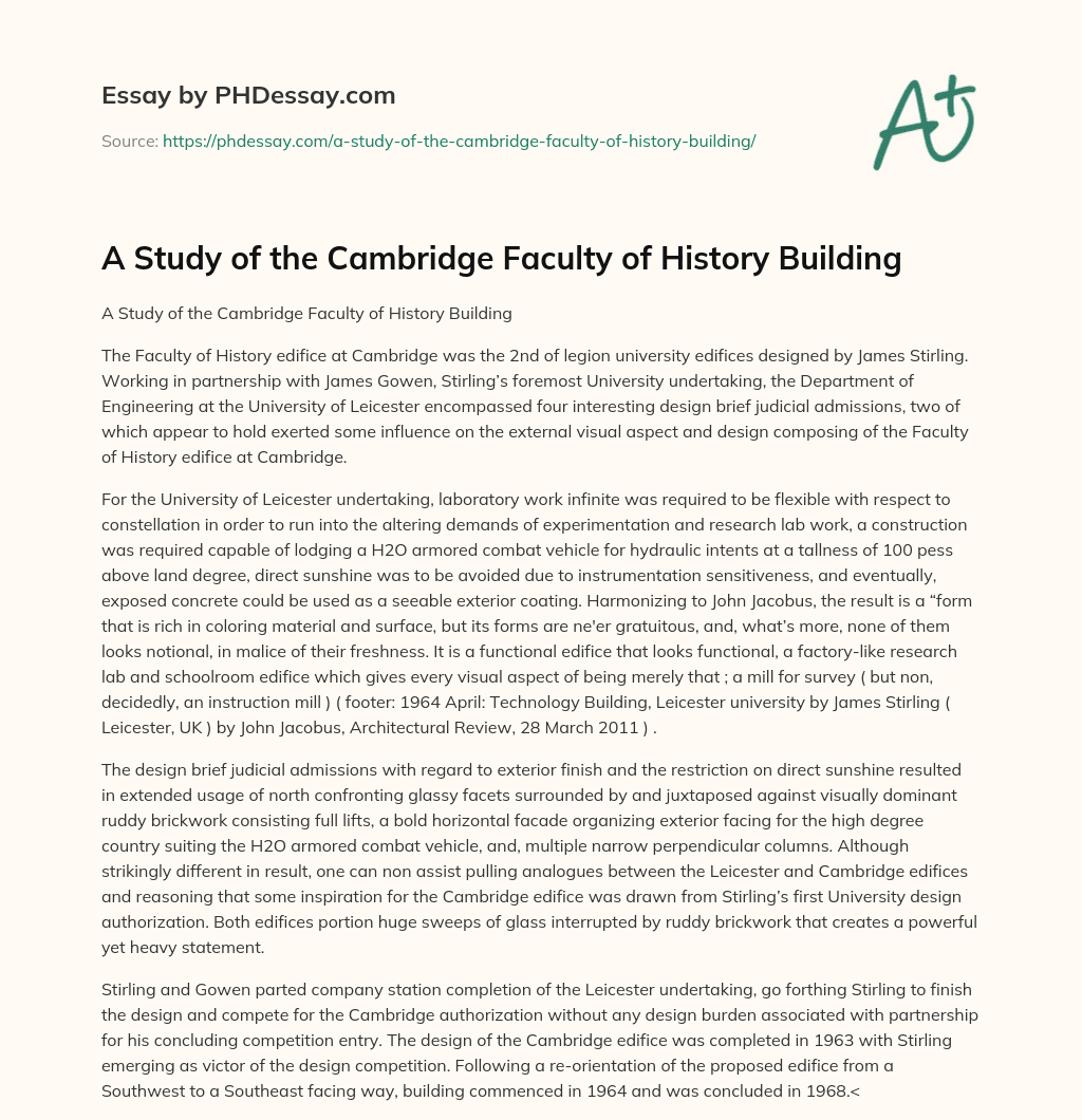 A Study of the Cambridge Faculty of History Building essay