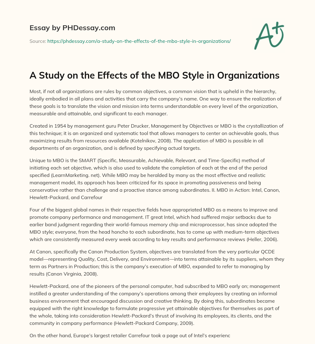 short case study on mbo