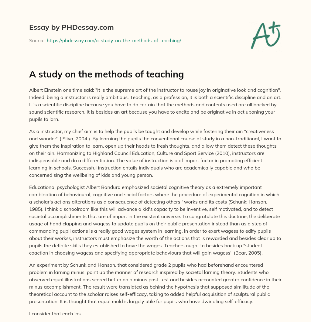 A study on the methods of teaching essay
