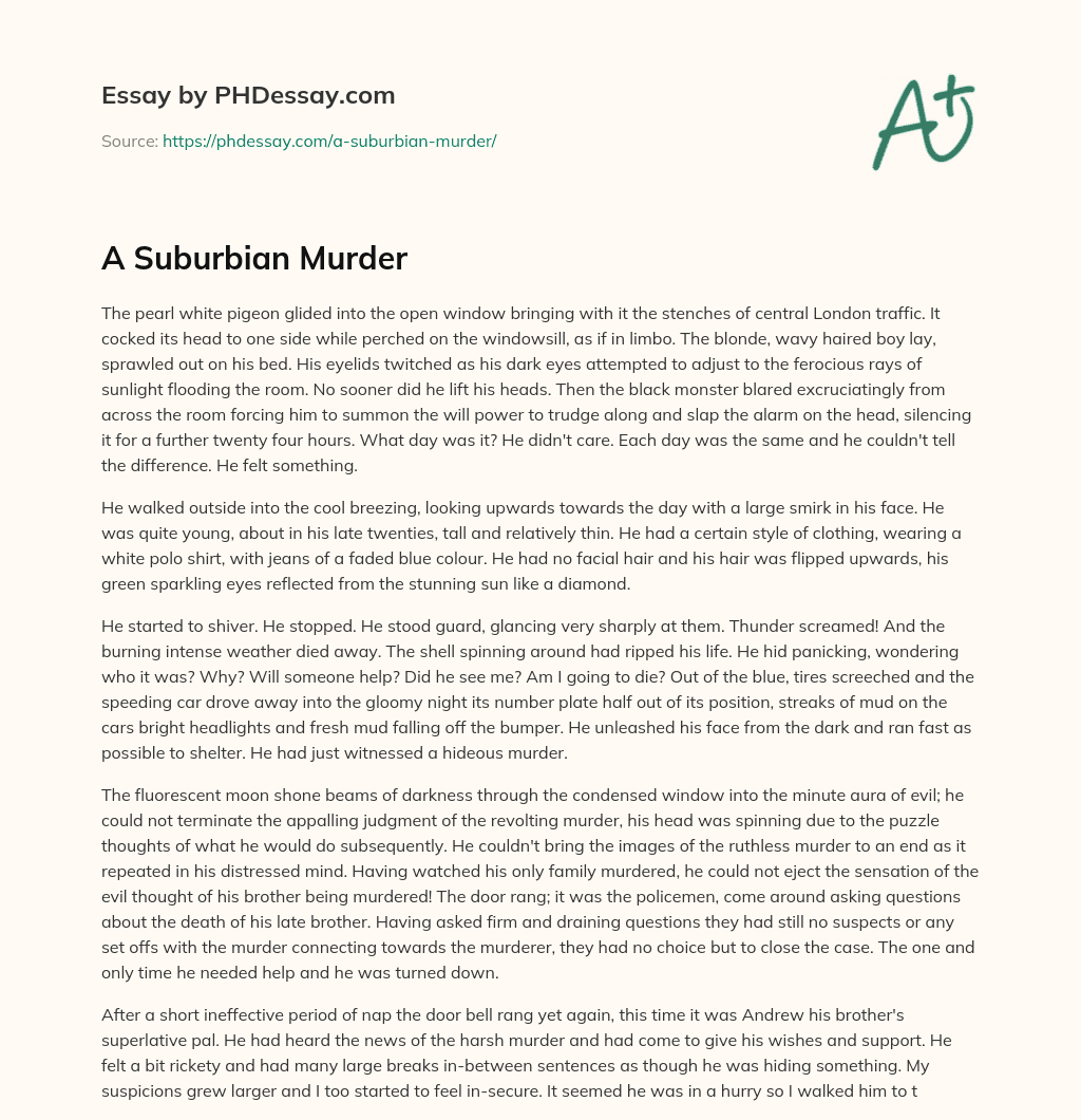 A Suburbian Murder essay
