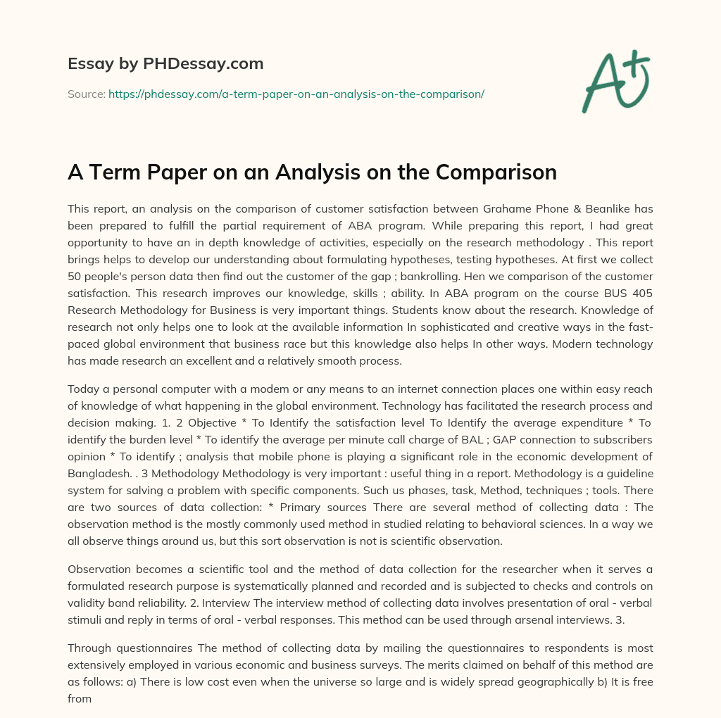 A Term Paper on an Analysis on the Comparison essay