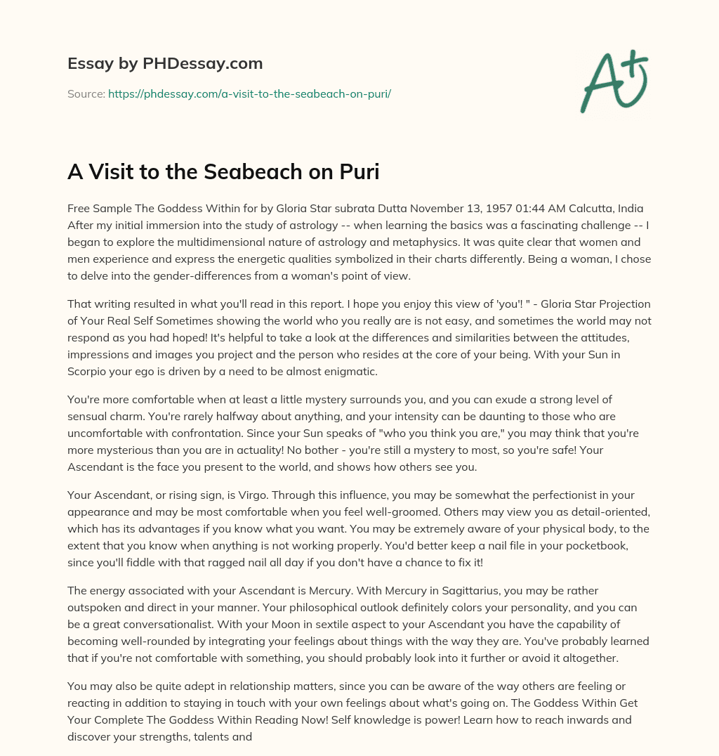A Visit to the Seabeach on Puri essay