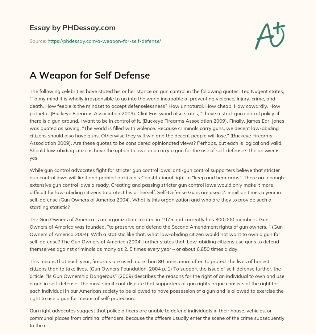 introduction about self defense essay