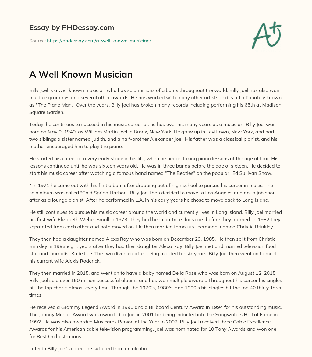 A Well Known Musician essay