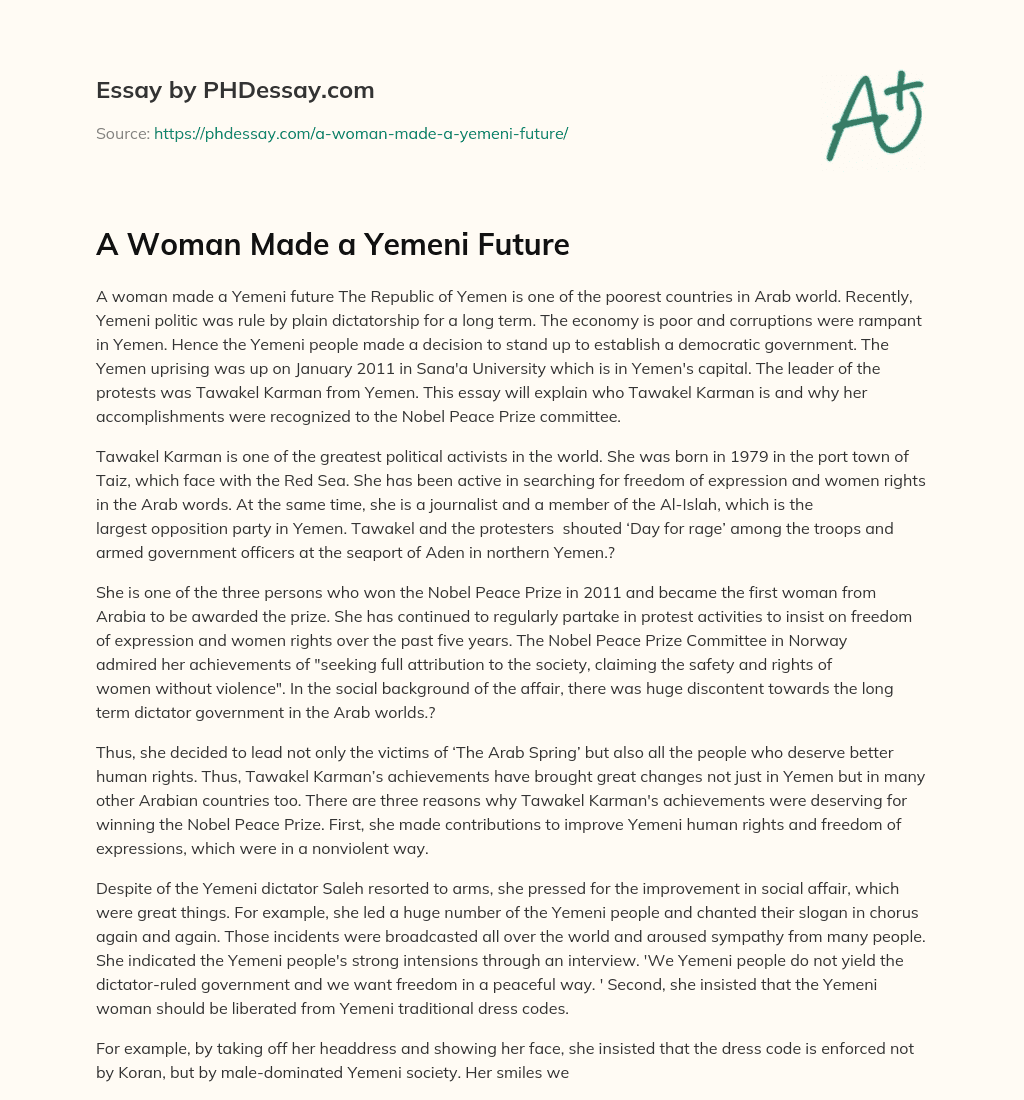 A Woman Made a Yemeni Future essay