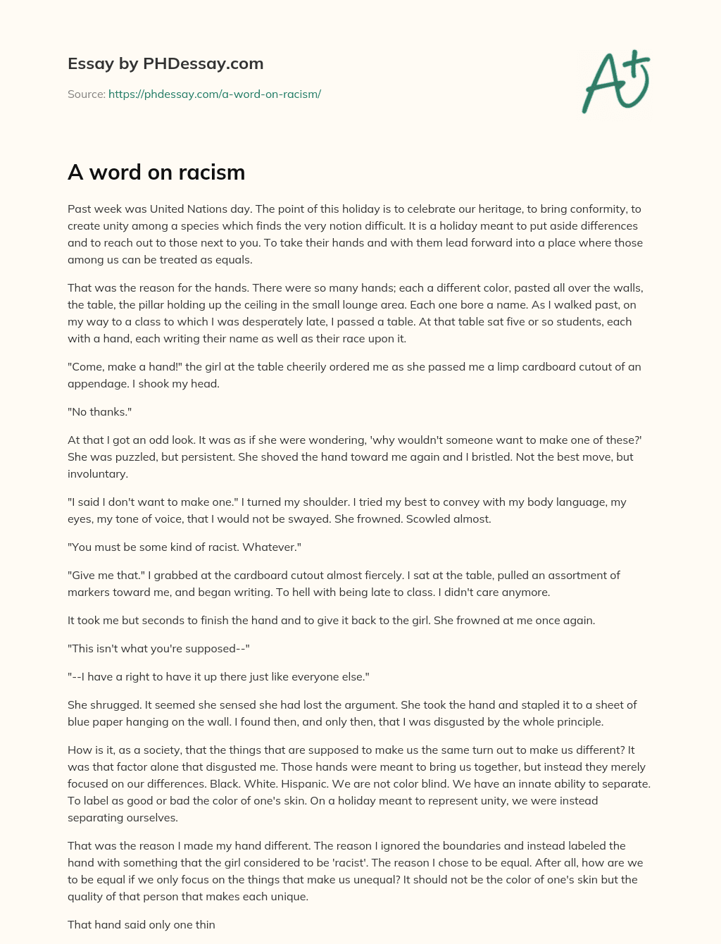 A word on racism essay