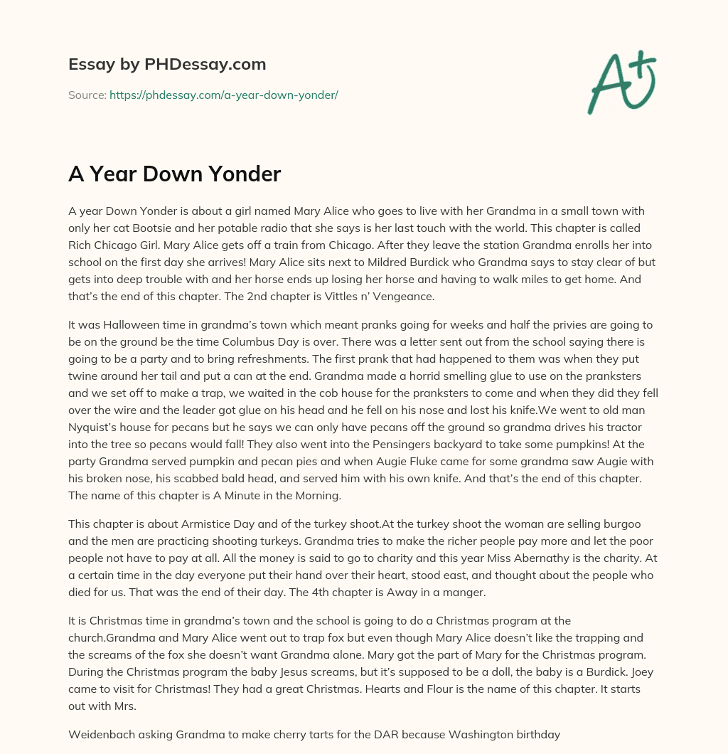 A Year Down Yonder essay