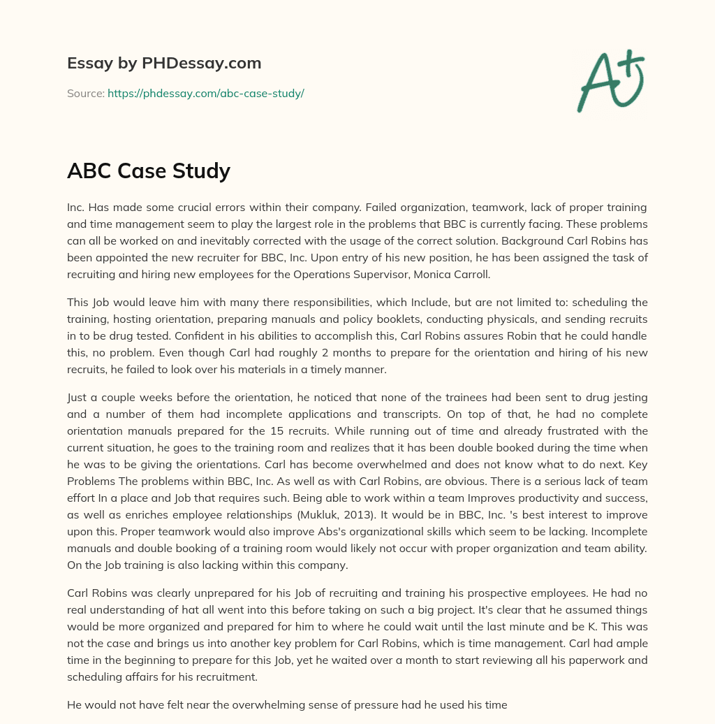 ABC Case Study essay