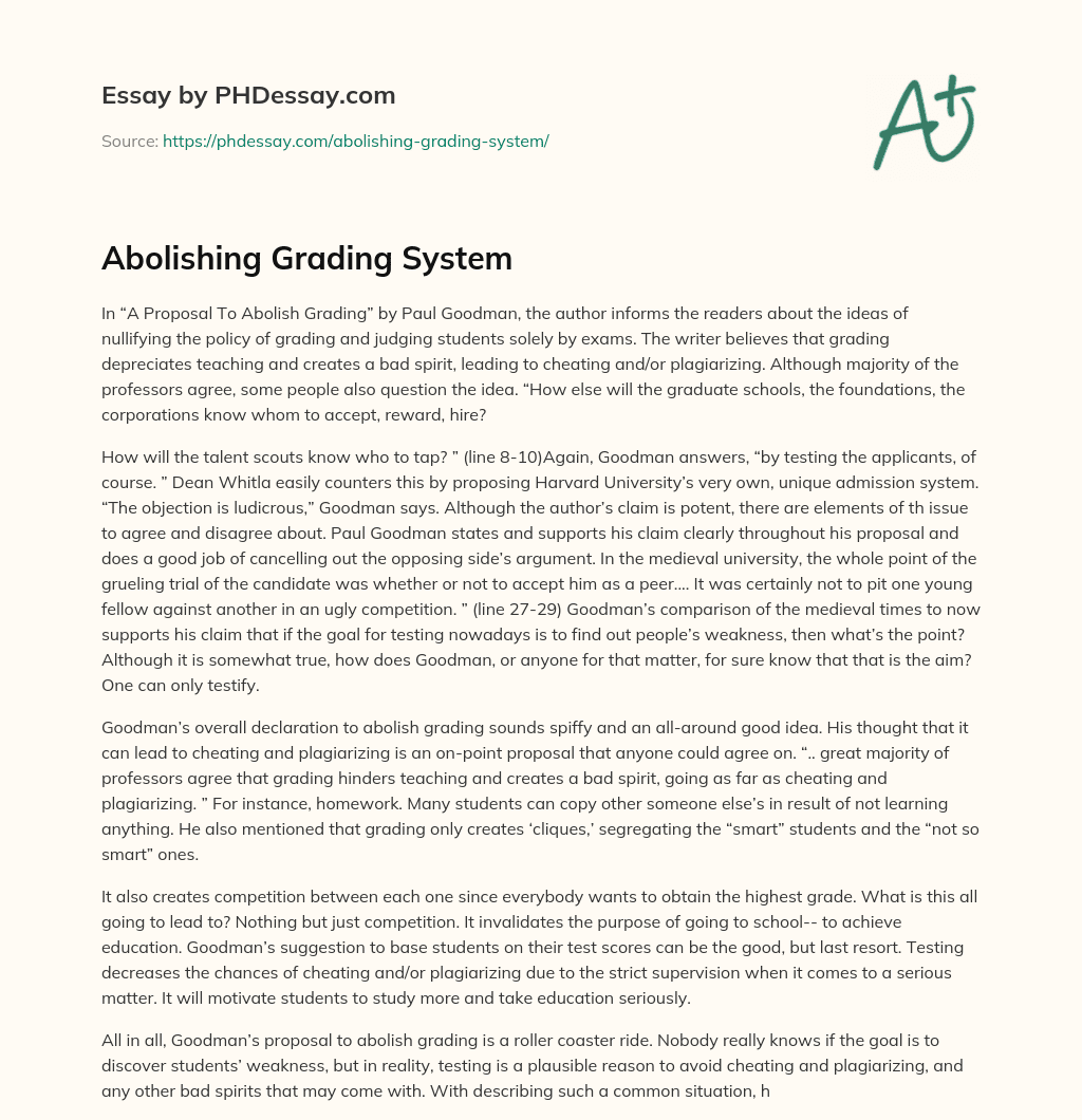 Abolishing Grading System essay