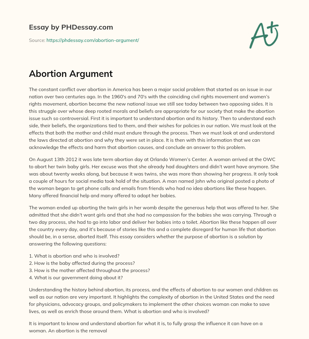 Abortion Argument essay
