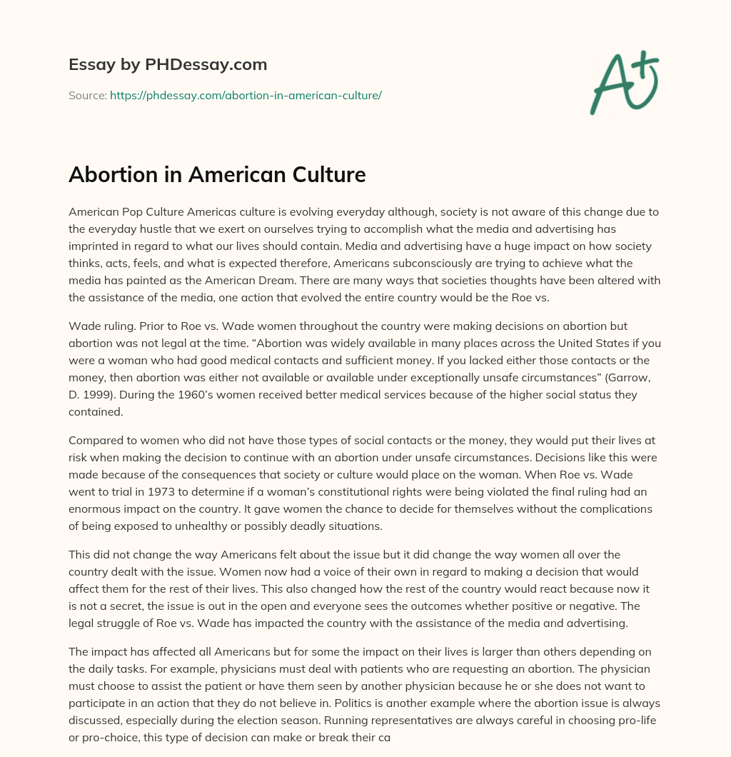 Abortion in American Culture essay