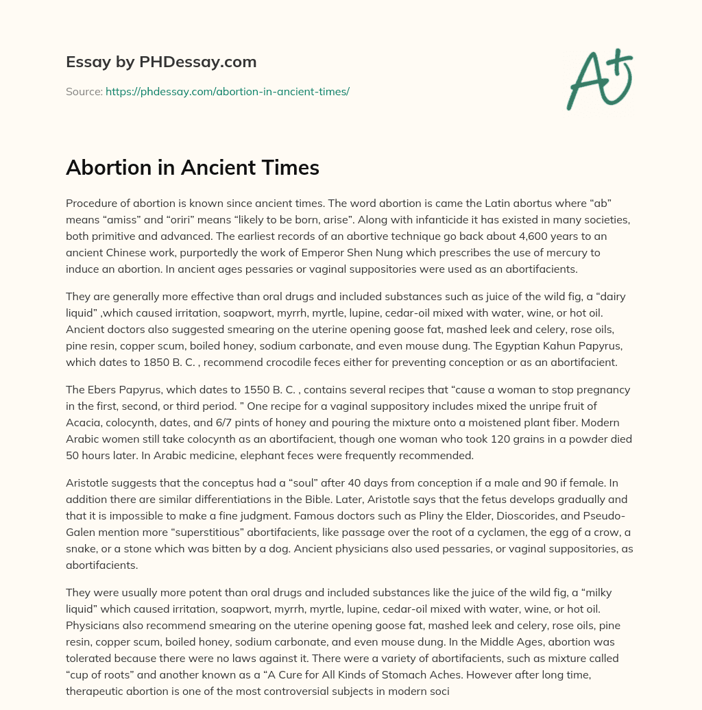 Abortion in Ancient Times essay
