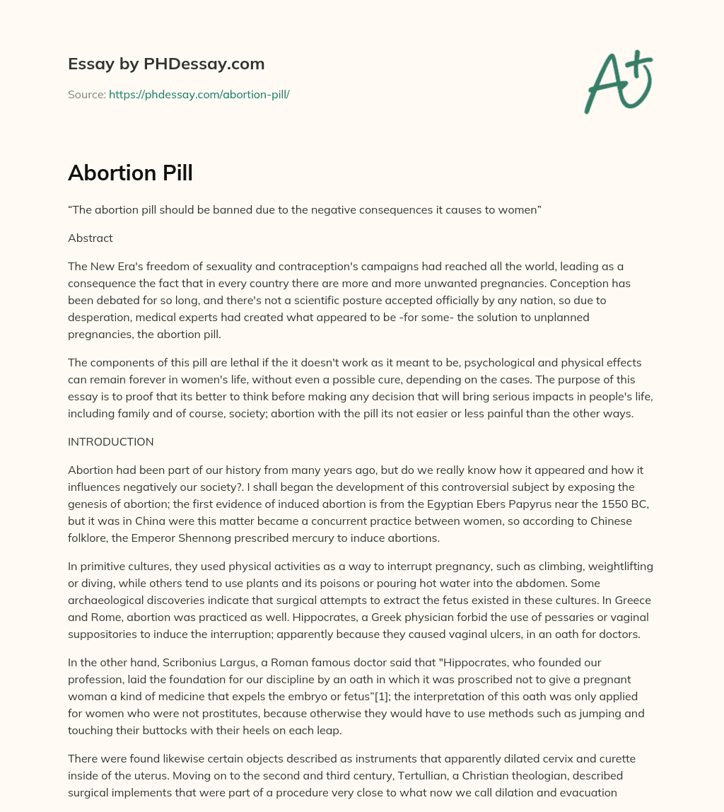 Abortion Pill essay