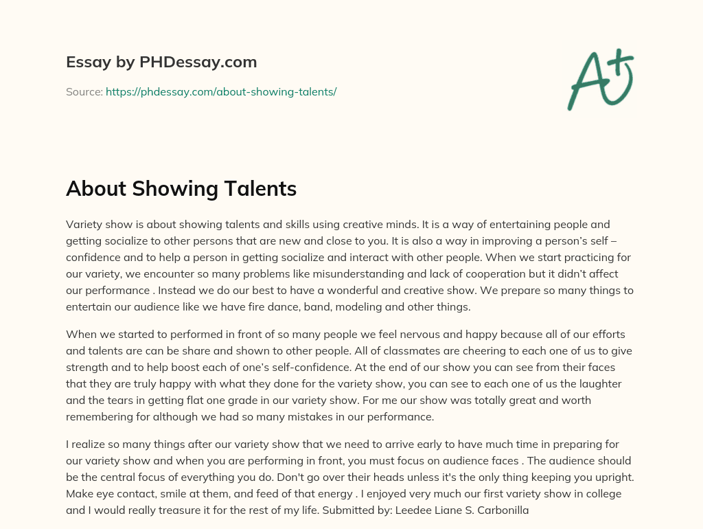 About Showing Talents essay