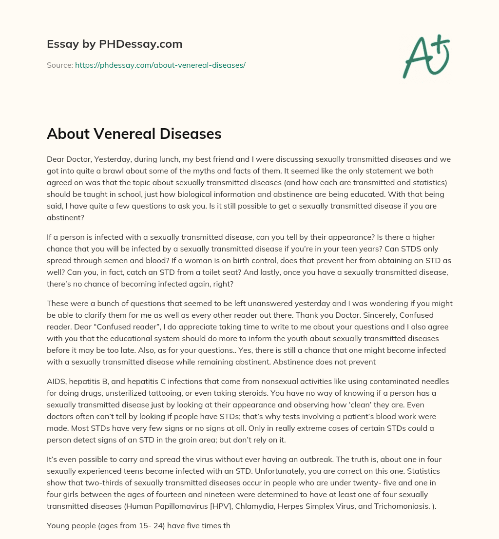 About Venereal Diseases essay
