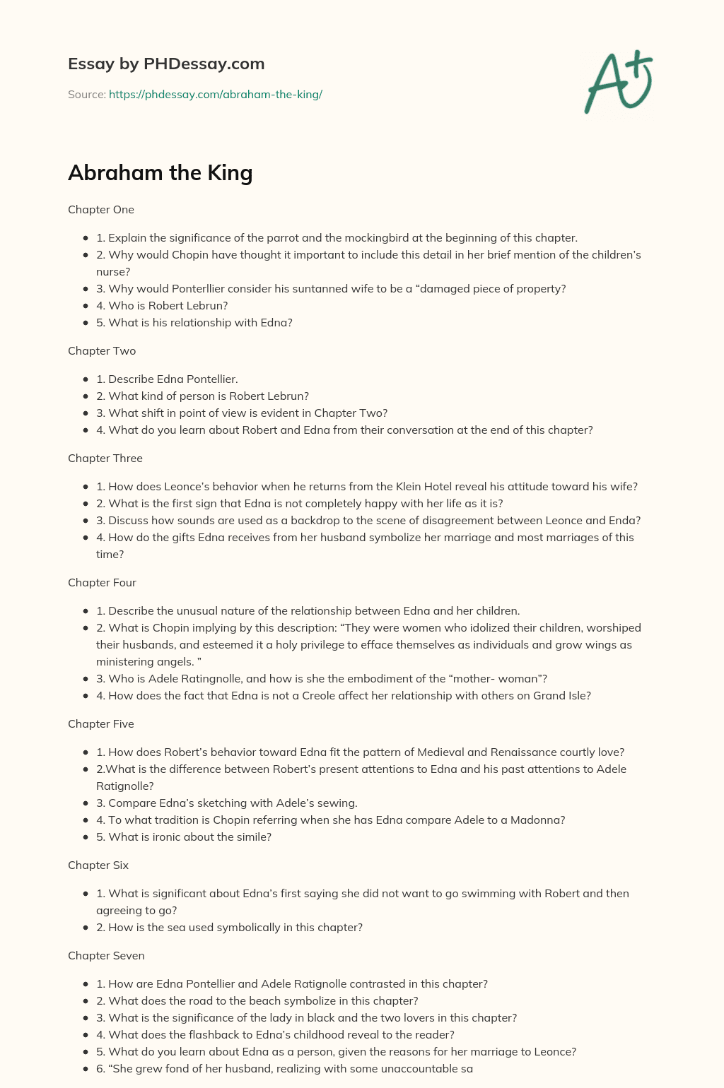 Abraham the King essay