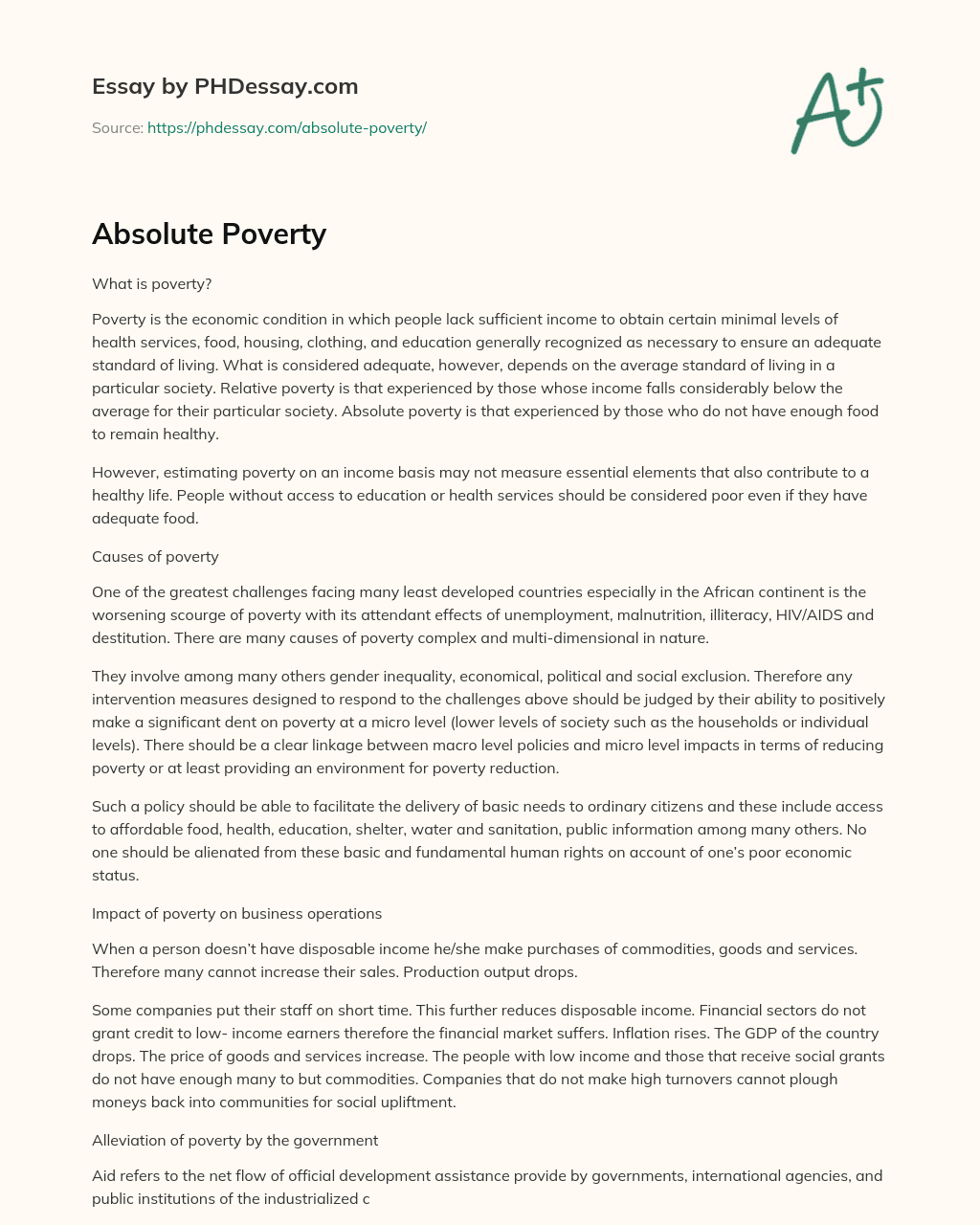 essay on poverty 600 words