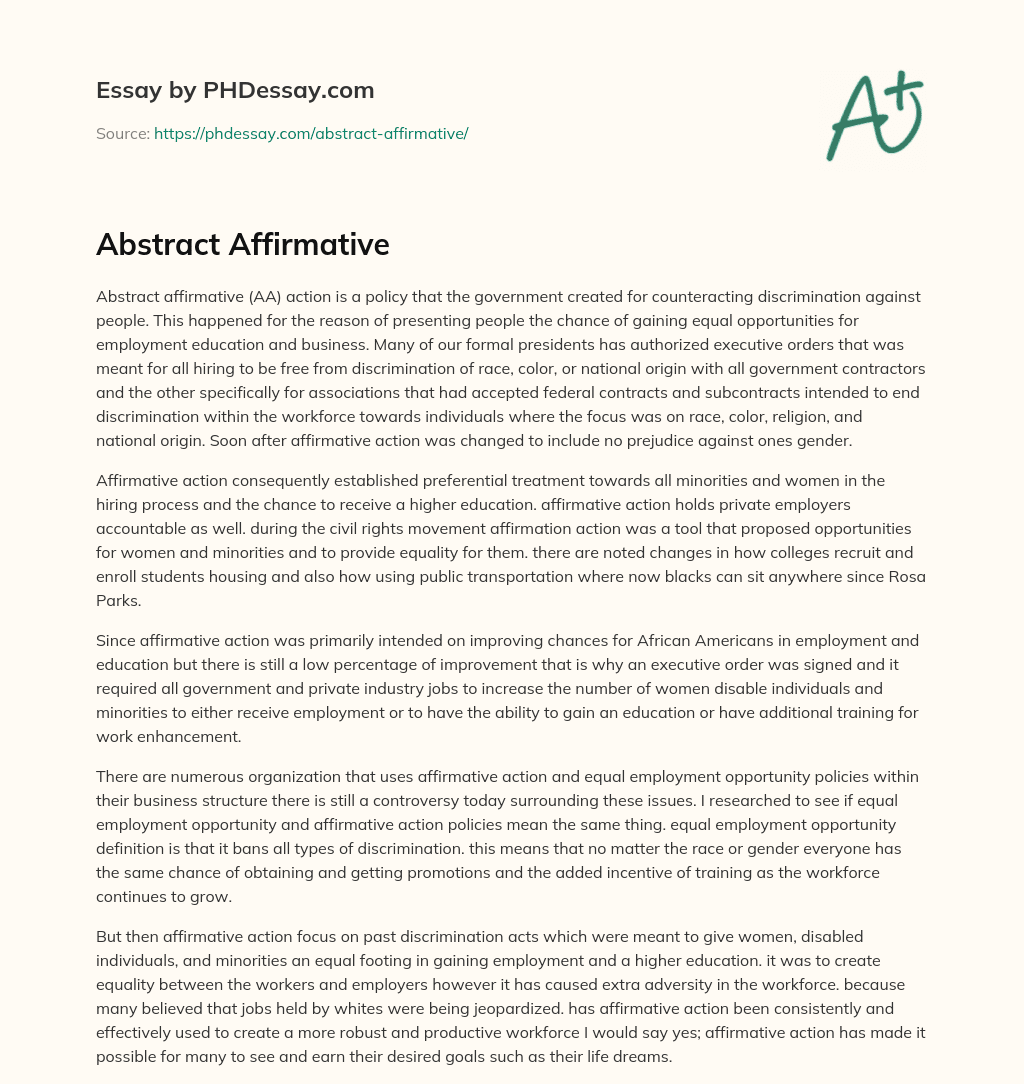Abstract Affirmative essay