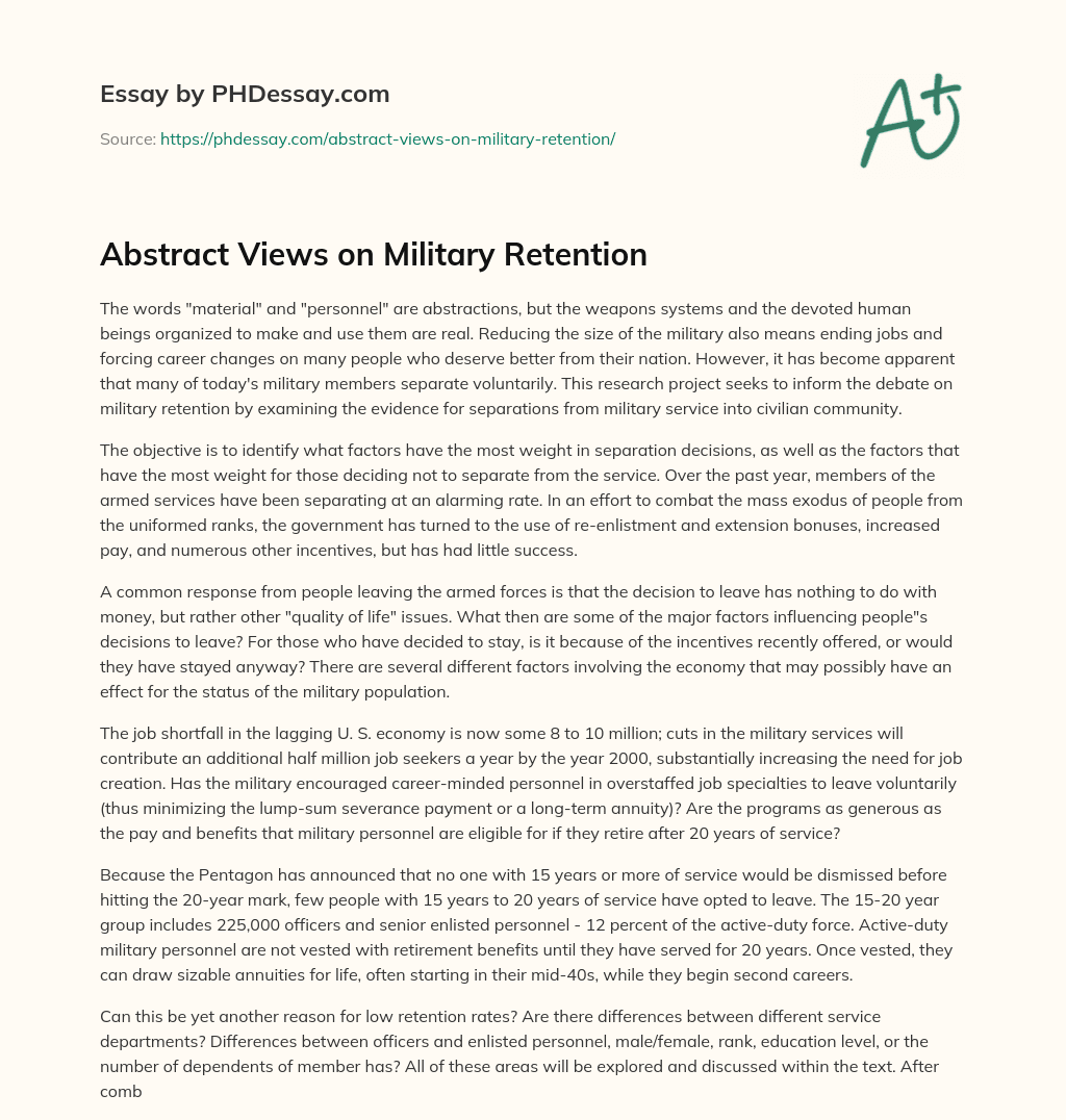 Abstract Views on Military Retention essay