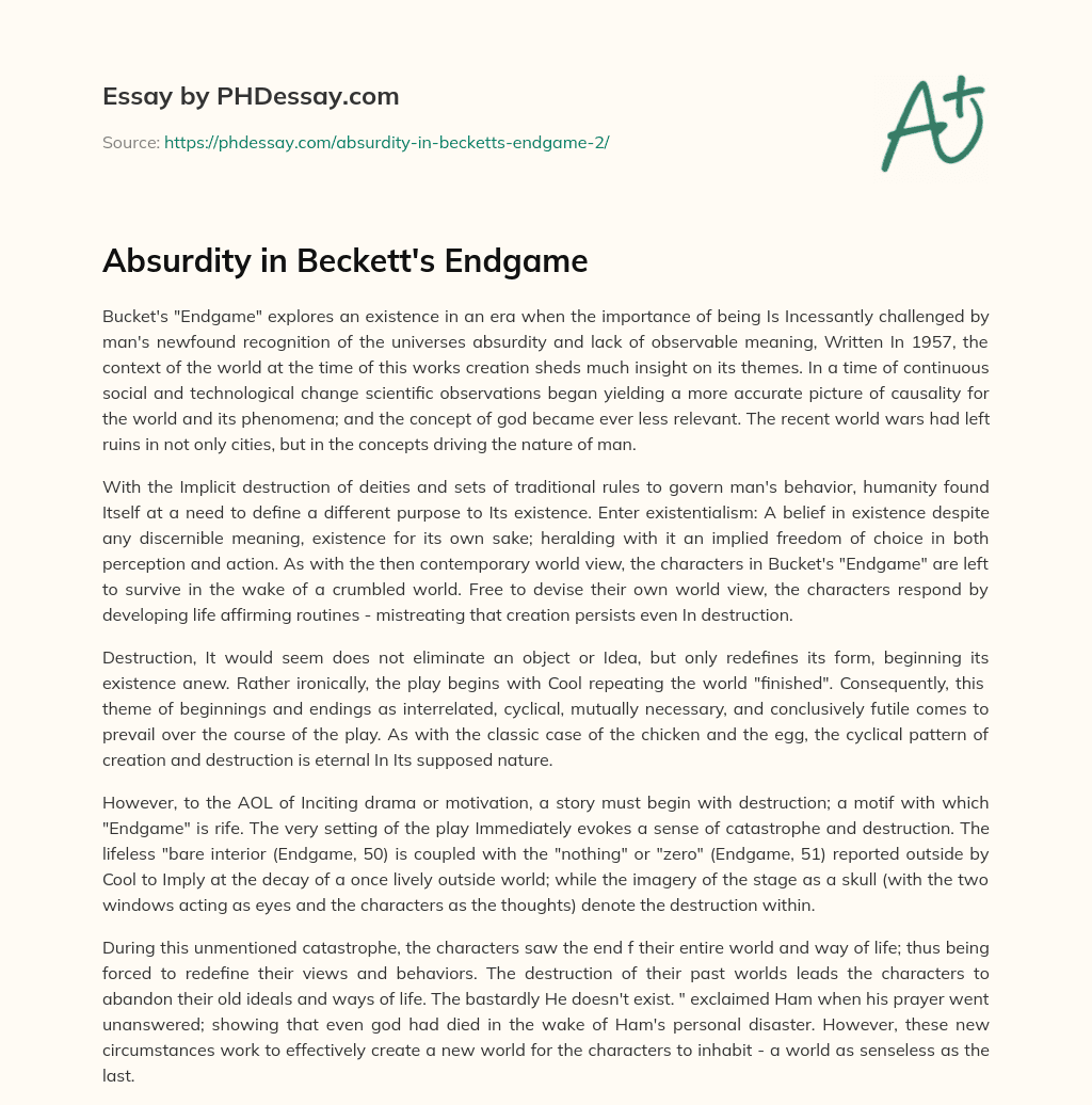 Absurdity in Beckett’s Endgame essay