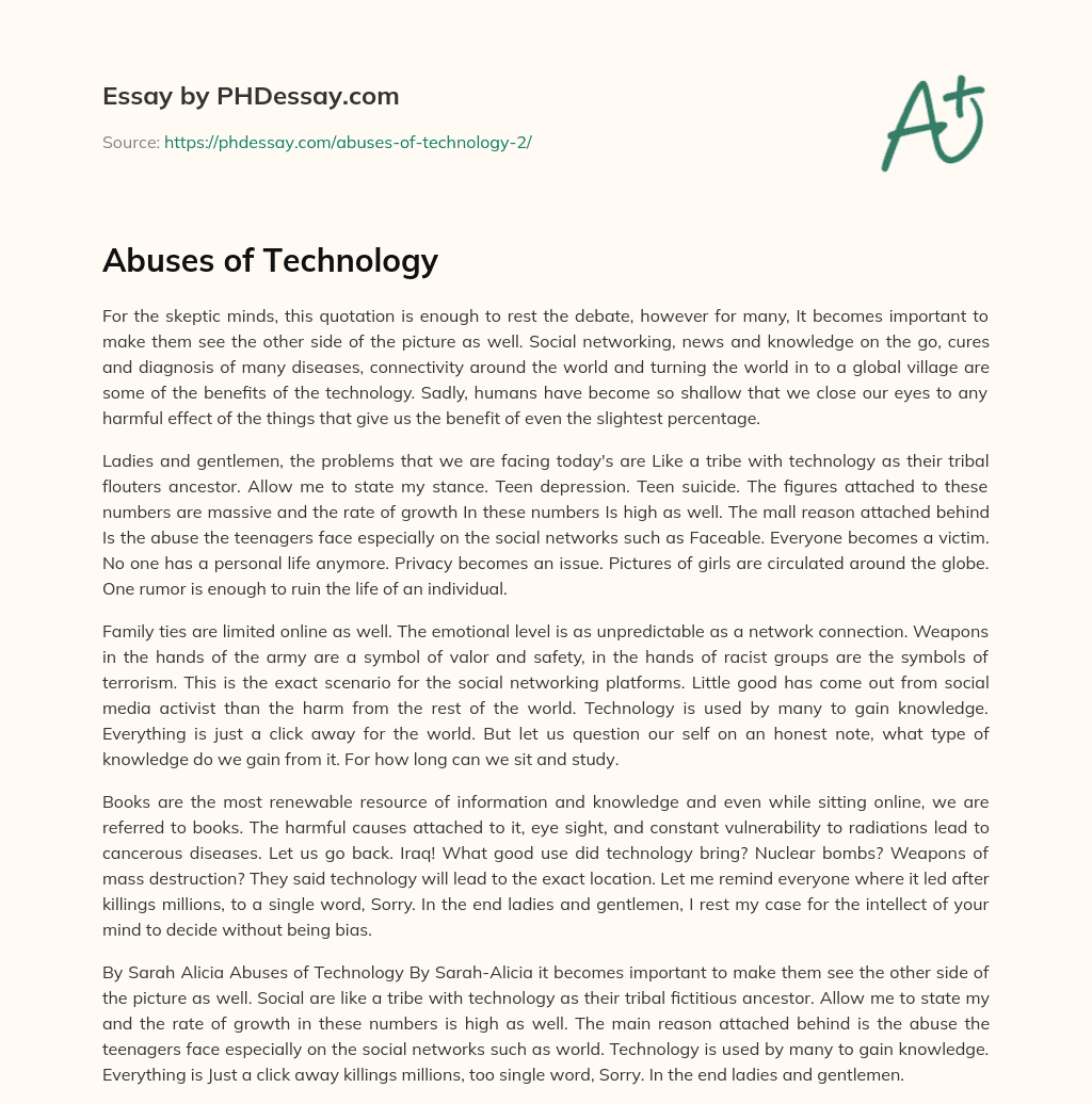 Abuses of Technology essay
