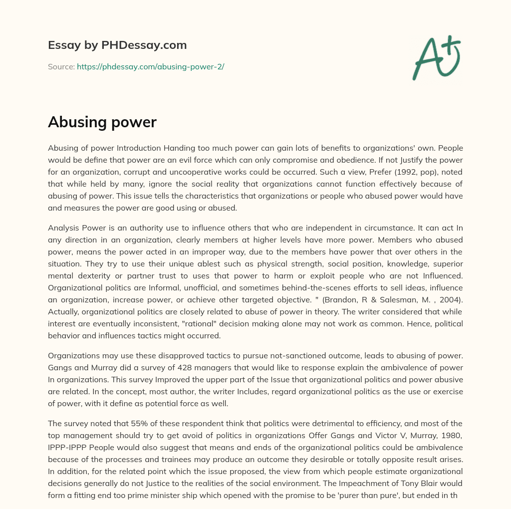 Abusing power essay