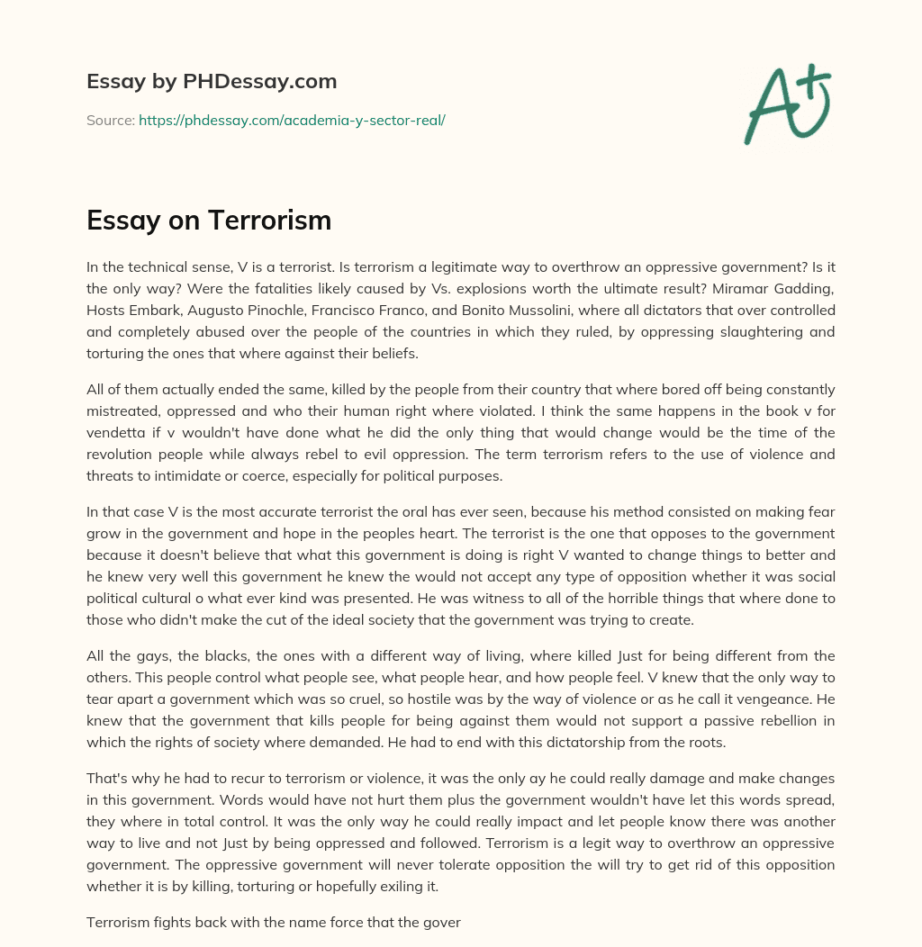 Essay on Terrorism essay