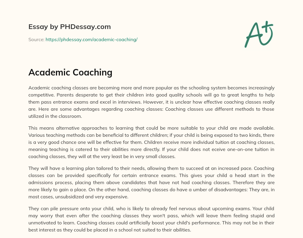 Academic Coaching essay