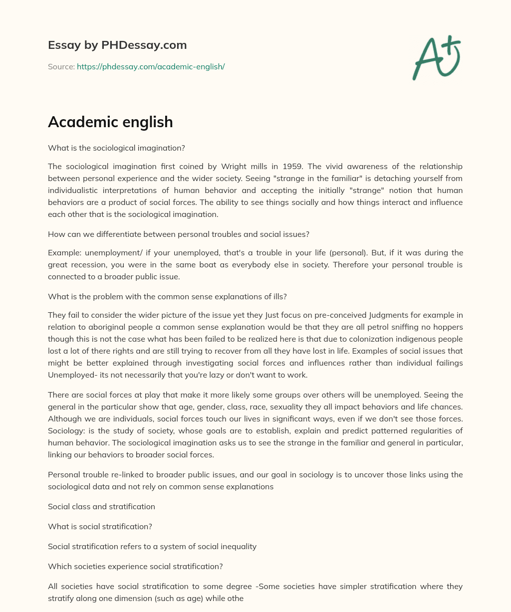 Academic english essay
