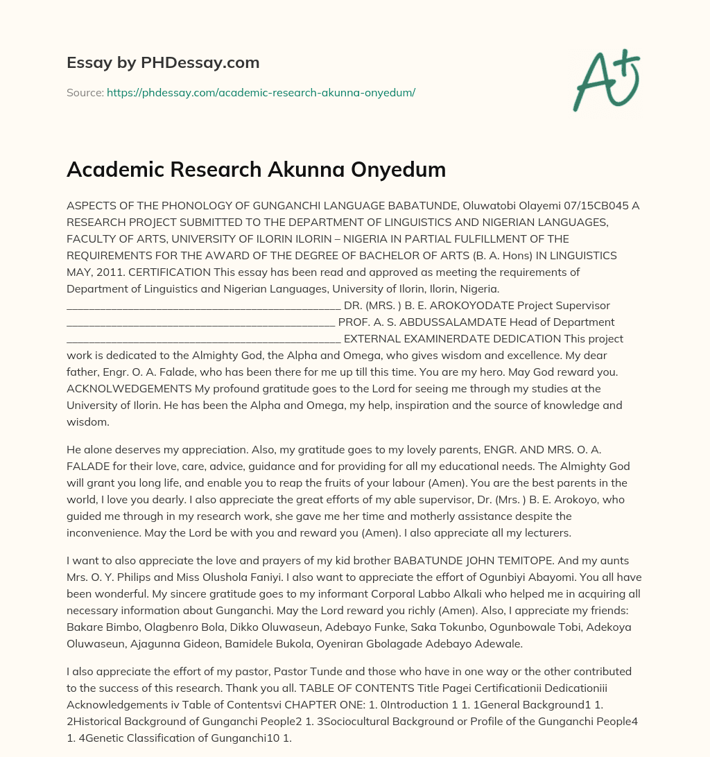 Academic Research Akunna Onyedum essay