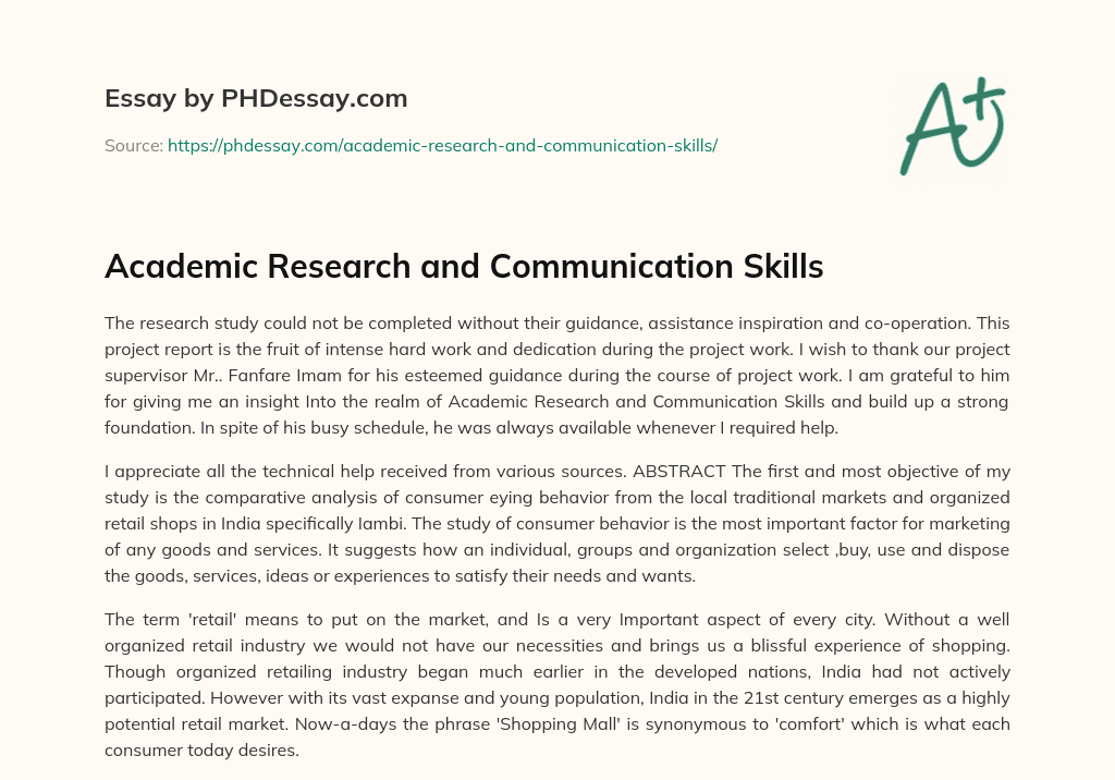 Academic Research and Communication Skills essay