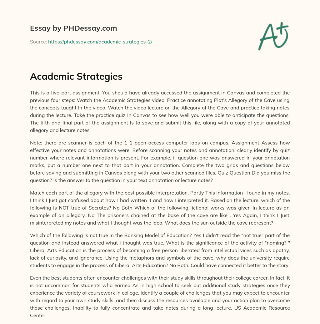 Academic Strategies essay