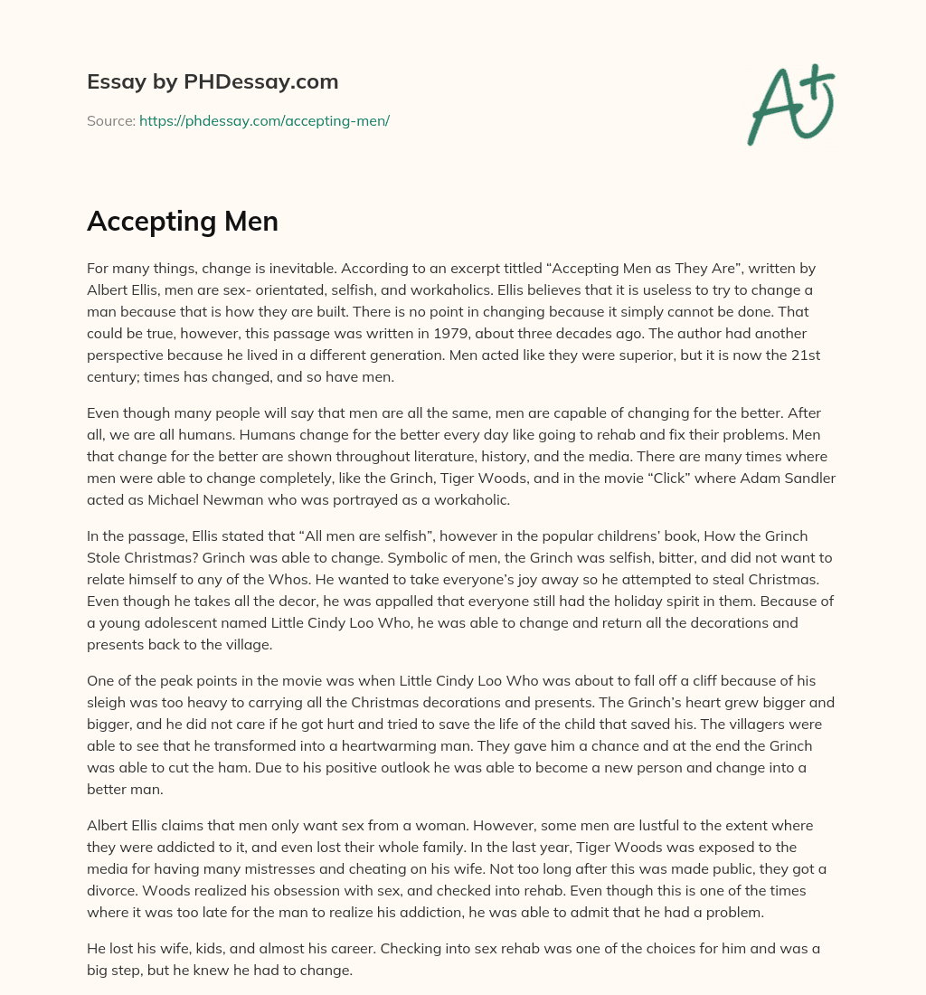 Accepting Men essay