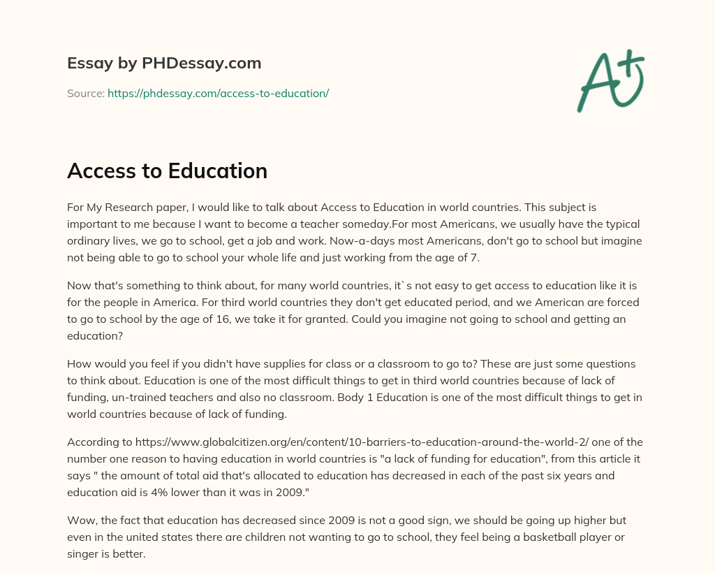 essay on access to education
