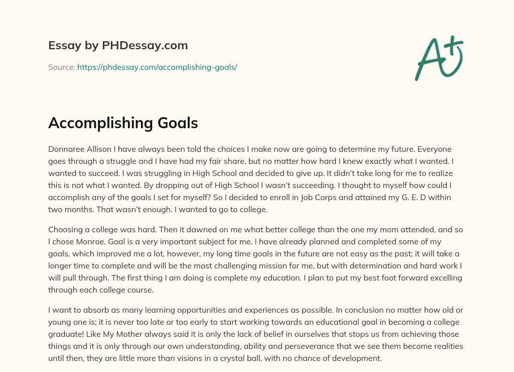 Accomplishing Goals essay