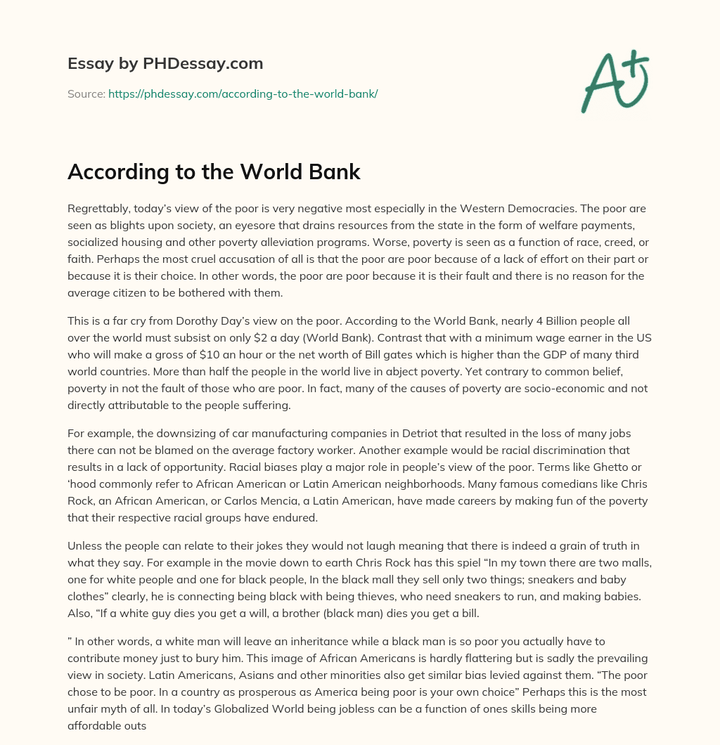 According to the World Bank essay