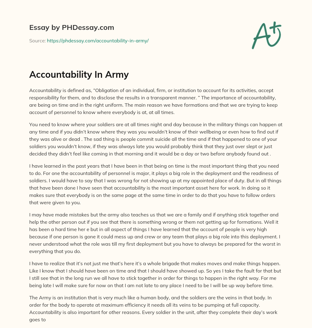 2000 word essay on accountability in the army free