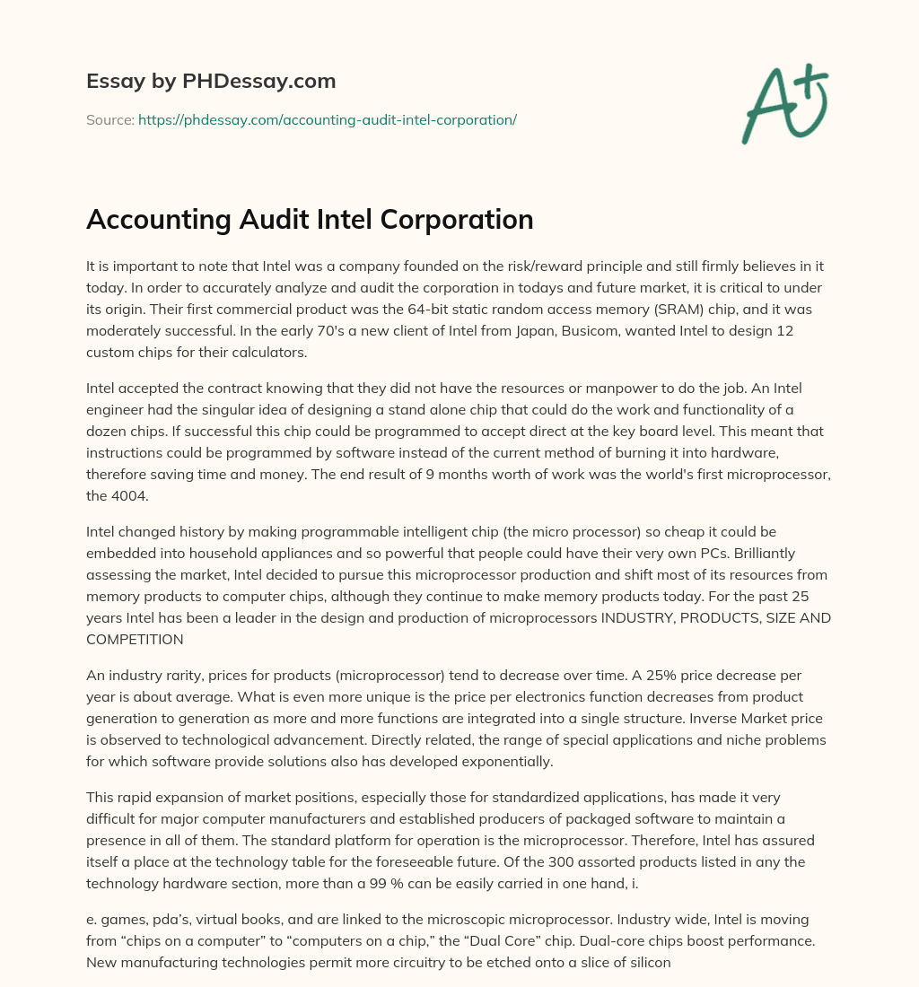 Accounting Audit Intel Corporation essay