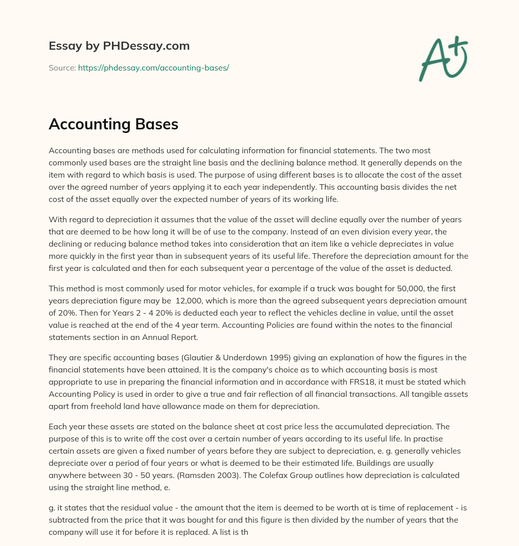 Accounting Bases essay