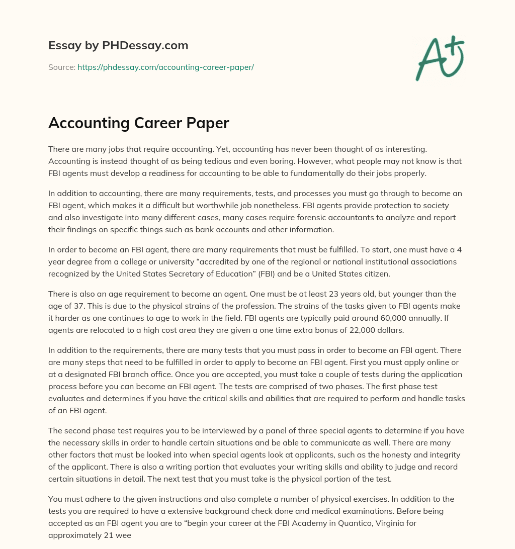 accounting career research paper